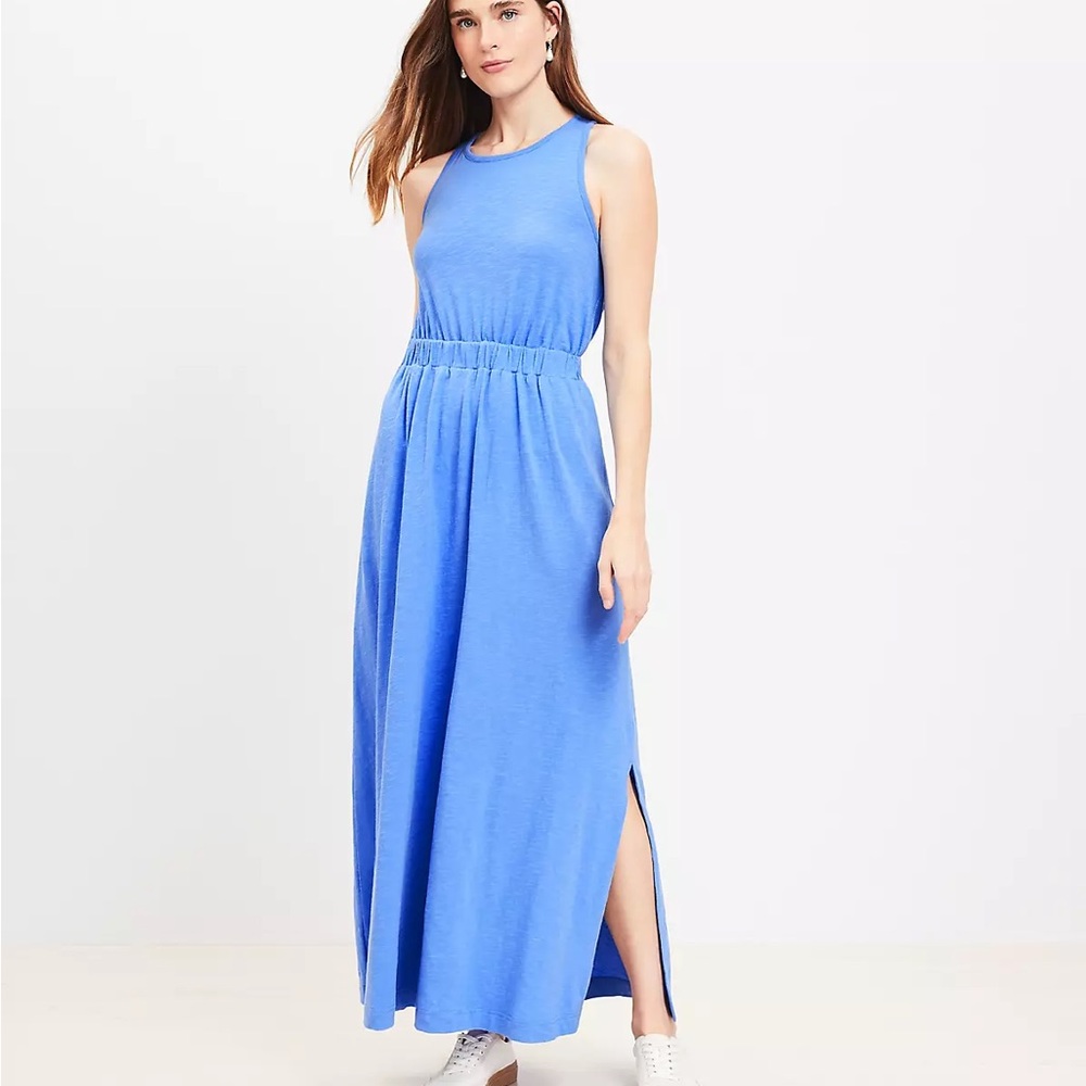 LOFT Crossover Back Maxi Tank Dress in Light Blue - Size Small